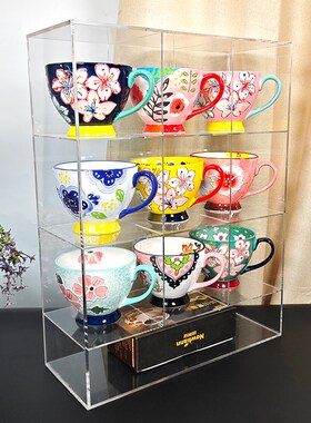 亚克力透明杯架茶杯具桌面收纳架小型博古架茶壶多宝阁马克杯格架
