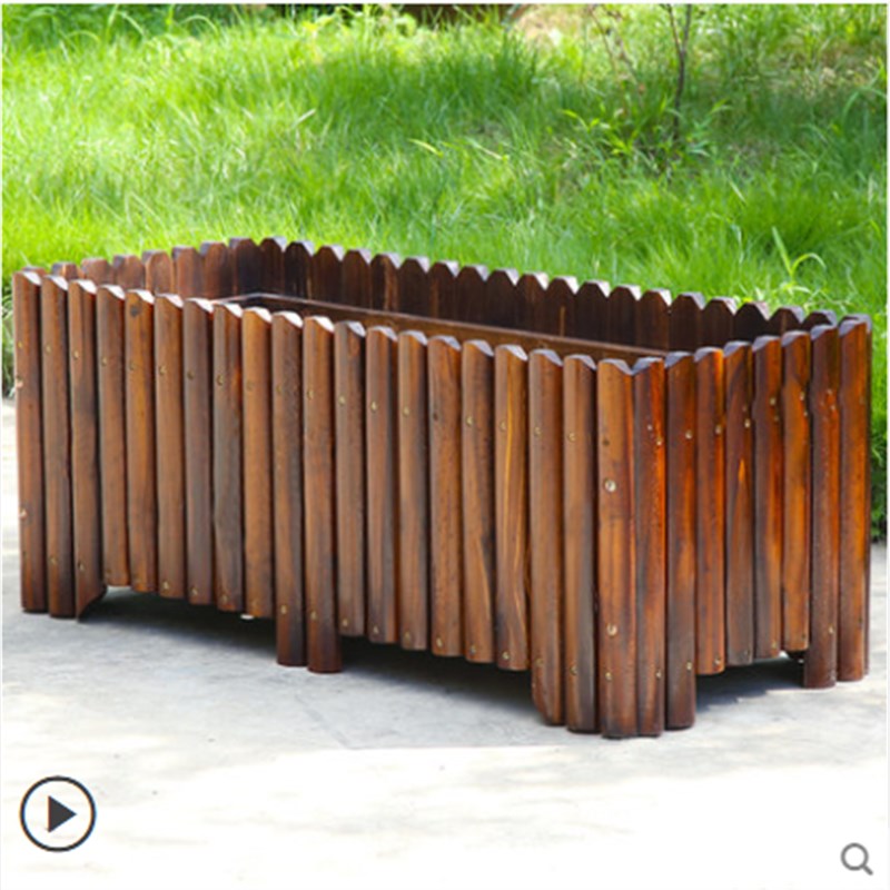 防腐木花箱户外庭院碳化木花箱种植箱长方形阳台种菜箱楼顶木花槽