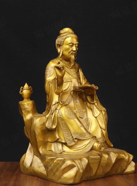 纯黄铜药王孙思邈名医坐像摆件室内药馆孙思邈名医铜像工艺品摆设