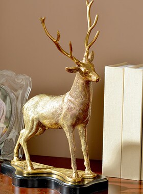欧式美式法式鹿纯铜雕像摆件大气奢华样板房艺术品家居玄关摆设品
