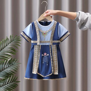 汉服男童夏季2025新款中国风古装少数民族女童洋气裙子表演服套装