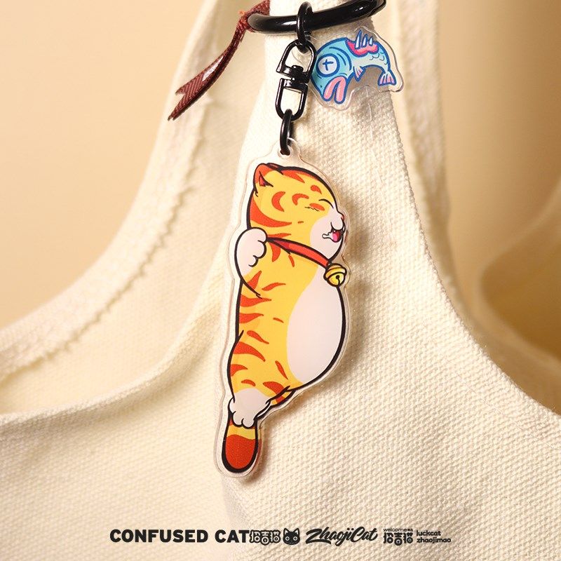 招吉猫可爱猫咪亚克力钥匙扣背包挂件橘猫狸花钥匙吊饰纪念品礼物