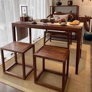 新中式黑胡桃木小茶桌阳台茶桌椅组合2024新款小型家用实木小茶台