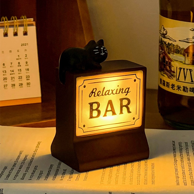 小夜灯咖啡酒吧复古桌面装饰氛围灯小摆件高级感小众生日礼物毕业