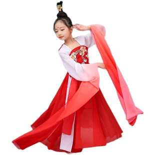 新款儿童古典舞水袖舞采薇舞蹈服装女中国风飘逸仙女惊鸿舞演出服