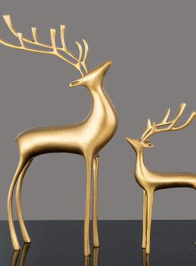 纯铜鹿摆件电视柜酒柜轻奢摆件创意结婚礼物搭配客厅家居装饰品