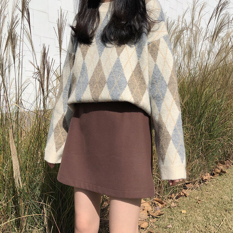 毛呢短裙半身裙秋冬女大码胖mm松紧高腰包裙防走光包臀裙学生冬裙