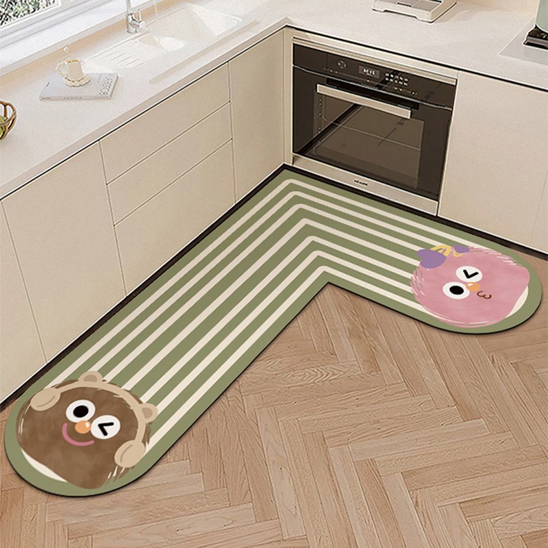 厨房地垫L型软硅藻泥吸水吸油专用防滑脚垫家用可擦免洗长条地毯