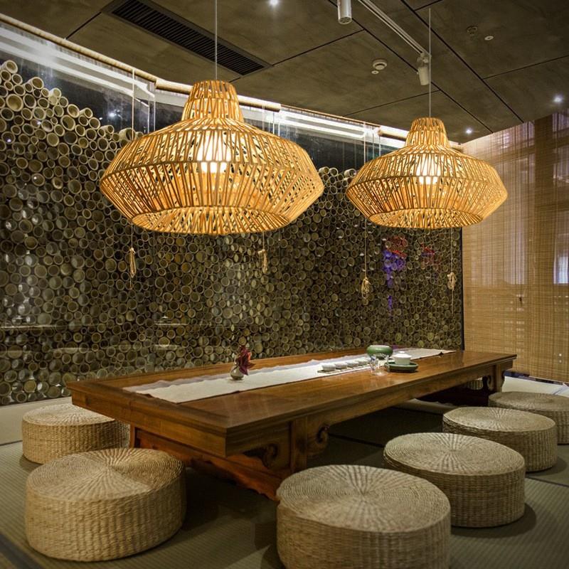 日式吊灯禅意榻榻米书房卧室创意餐厅个性藤艺手工装饰单头灯具