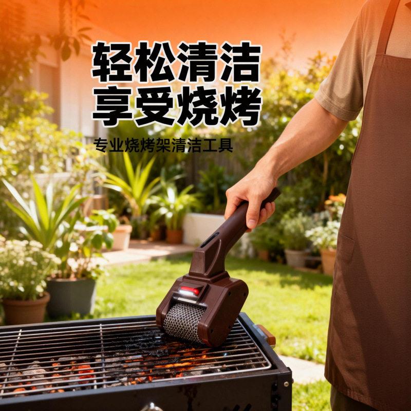 电动不锈钢滚轮烧烤架刷户外厨房露营烤洁具电动烧烤清洁刷图片