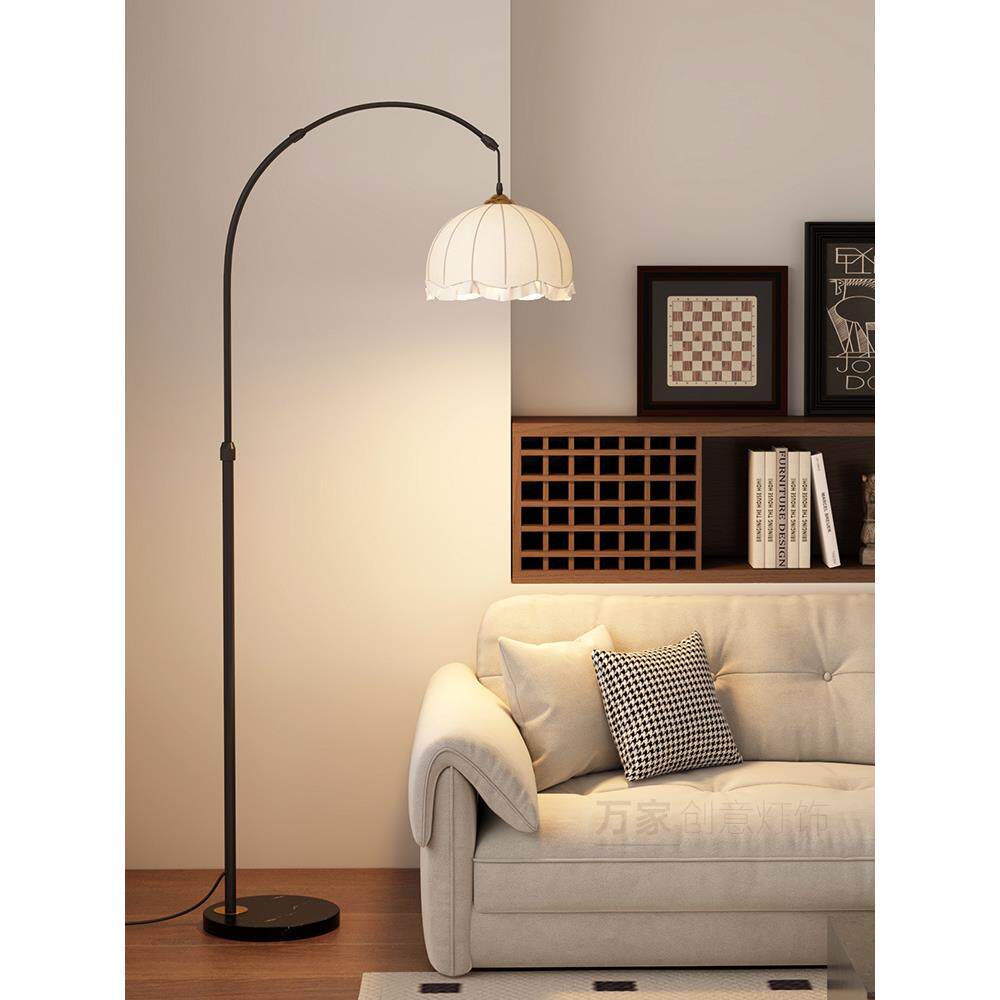 法式南洋风落地灯客厅沙发旁氛围感一体钓鱼灯中古风卧室床头灯具