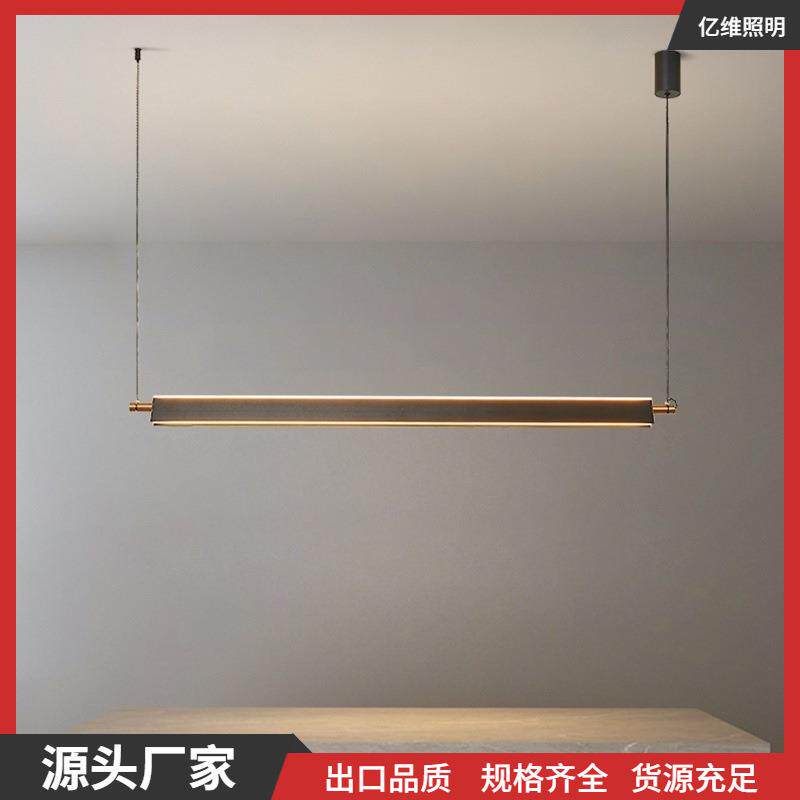 上下发光餐吊灯极简一字餐厅吊灯现代简约led金色长条灯现货