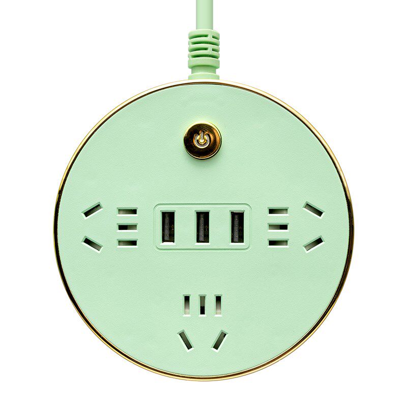 创意多功能圆形插座收纳插线板可挂墙固定usb插排带线宿舍家用