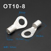 OT10 100只 8冷压接线端子O型圆形裸端头铜线鼻子镀银接线耳