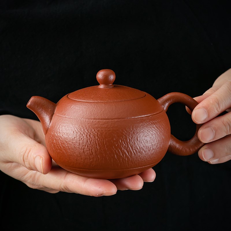 朱泥粗陶茶壶原矿半手工紫砂壶泡茶壶陶瓷茶具球孔家用大号西施壶