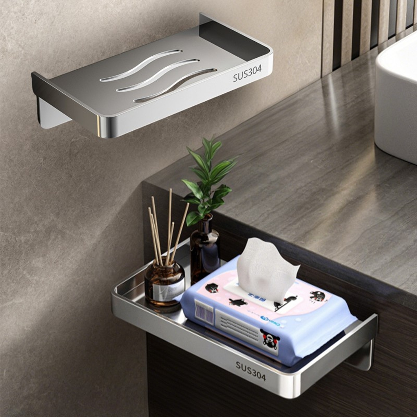 免打孔不锈钢手机架置物架