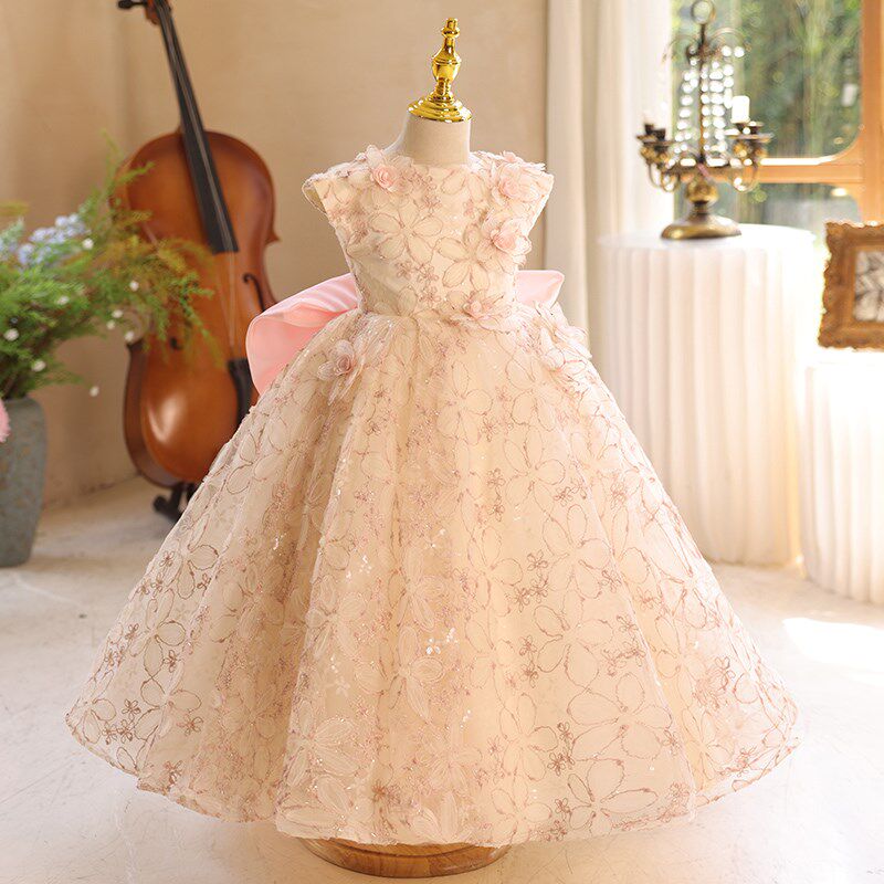 儿童礼服女童公主裙轻奢小众高端主持人仙气小女孩生日钢琴演出服