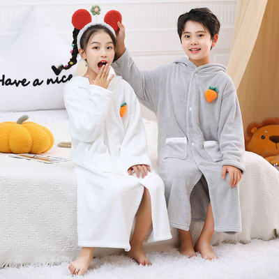 儿童浴袍宝宝带帽斗篷可穿式吸水大童专用浴巾洗澡睡袍男女孩冬季