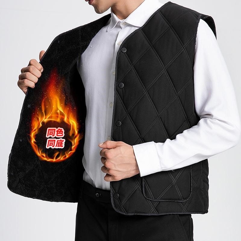 2024新款羽绒绵马甲男士短款内穿大码加绒加厚背心中老年冬爸爸装