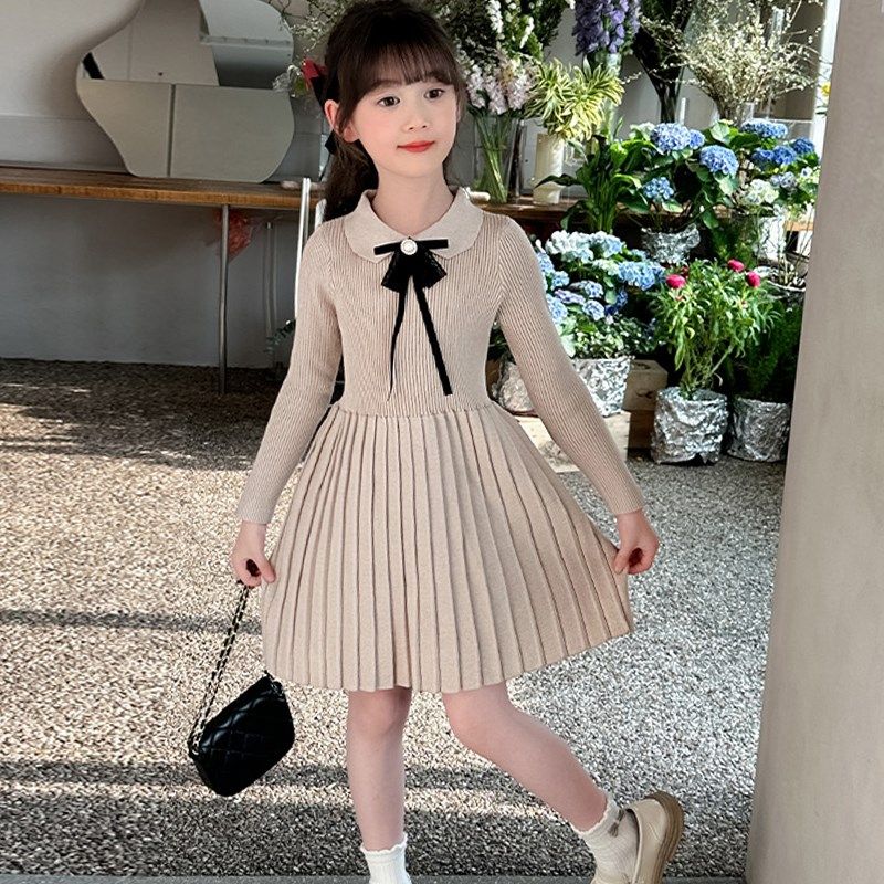 女童针织连衣裙春秋2024新款秋装儿童小女孩秋季洋气公主毛衣裙子