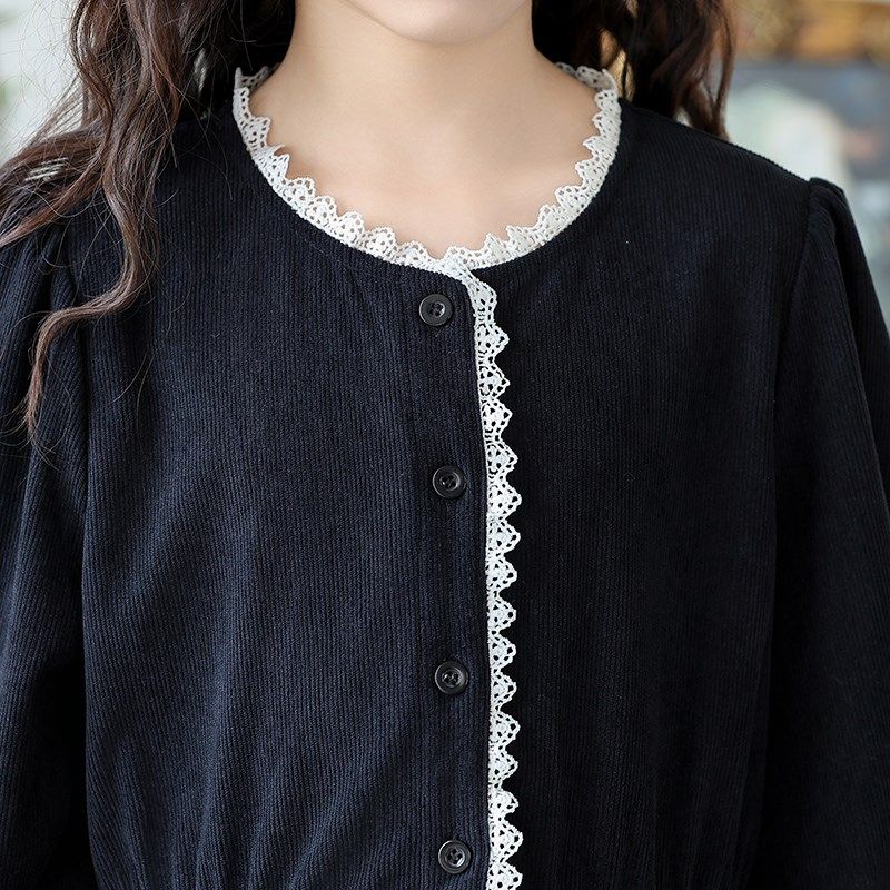 中大女童长袖连衣裙2024新款气质中长款法式裙子儿童洋气亲子秋冬