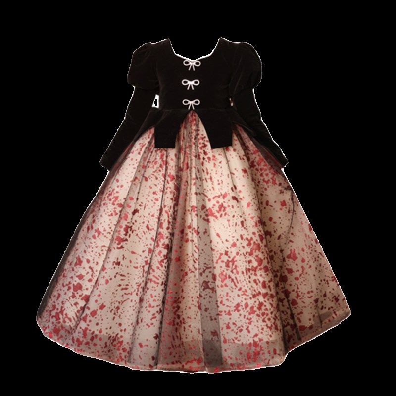 女童礼服轻奢小众高端秋冬加绒女孩钢琴演奏儿童主持人黑色公主裙