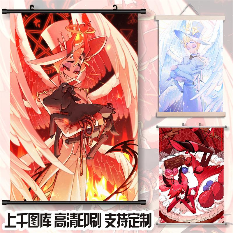 地狱客栈动漫挂画卡通人物动漫周边卷轴画布装饰画厂家直销礼品挂图片