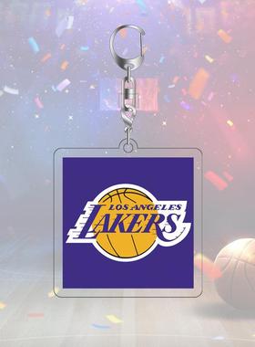 NBA篮球明星球队标志亚克力双面高清钥匙扣挂件6cm湖人篮网雄鹿队