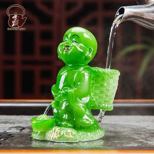 创意精品家居变色茶宠摆件喷水小和尚茶玩小男孩茶盘饰品茶道配件