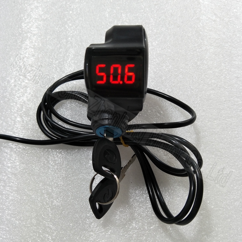 电动车数字电压表 带钥匙电门锁开关宽压 36v48v60v72v LED数显表