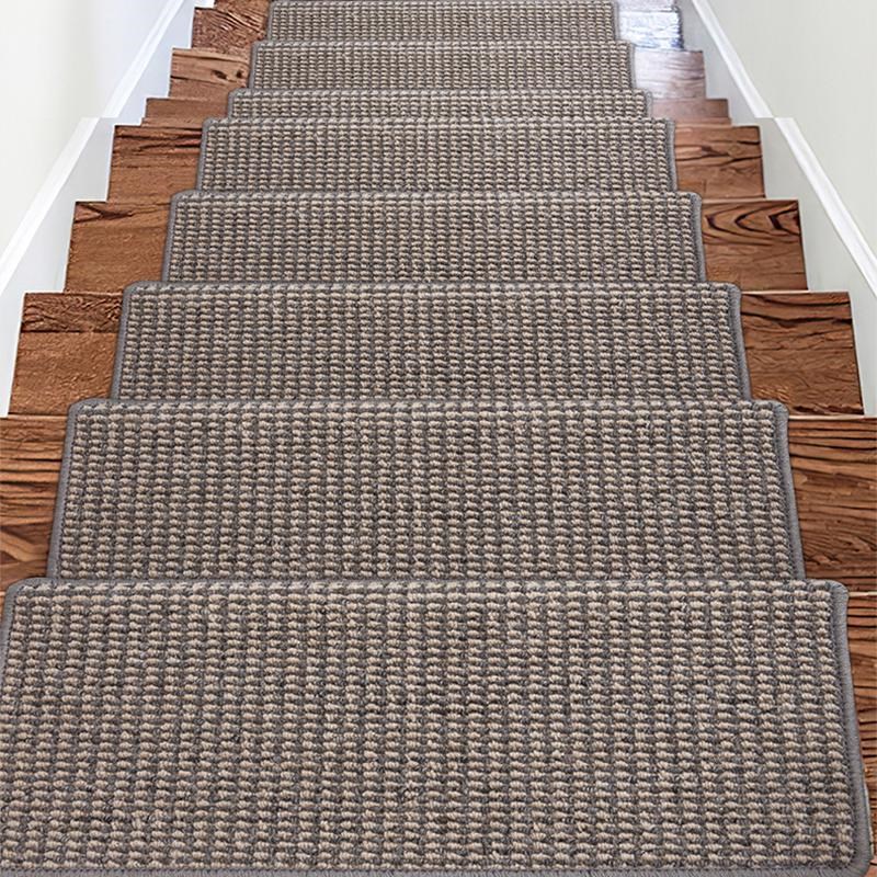 家用别墅复式防滑静音楼梯踏步垫实木免胶自粘高端台阶可定制地毯