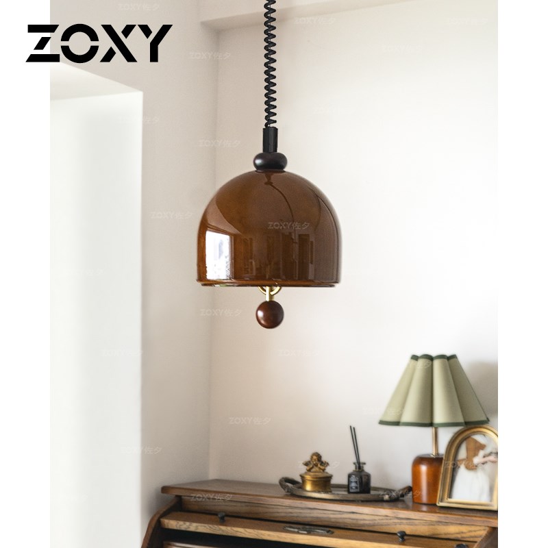 中古餐厅吊灯可升降法式侘寂风玻璃吧台茶室vintage餐桌复古灯