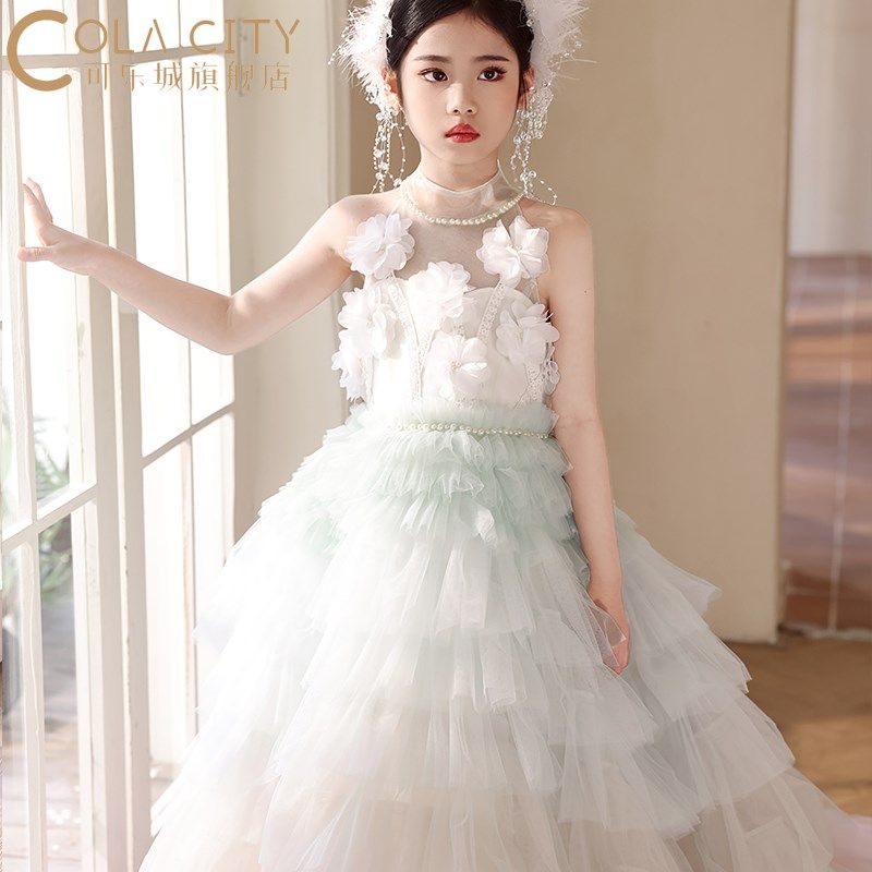 儿童生日礼服女童公主裙高端洋气钢琴演出服女大童新款轻纱蓬蓬裙