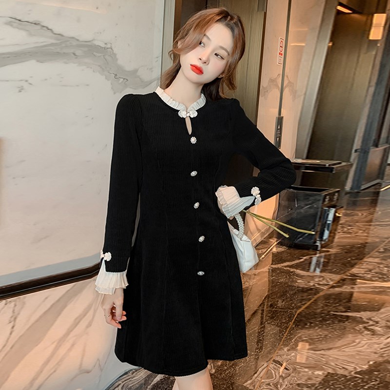 新中式连衣裙子长袖秋冬季2023年新款女装法式打底内搭气质配大衣