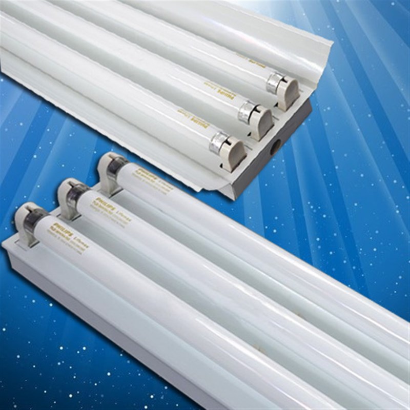 三管日光灯全套LED带反光罩平盖荧光灯座1.2米T8灯座支架灯具
