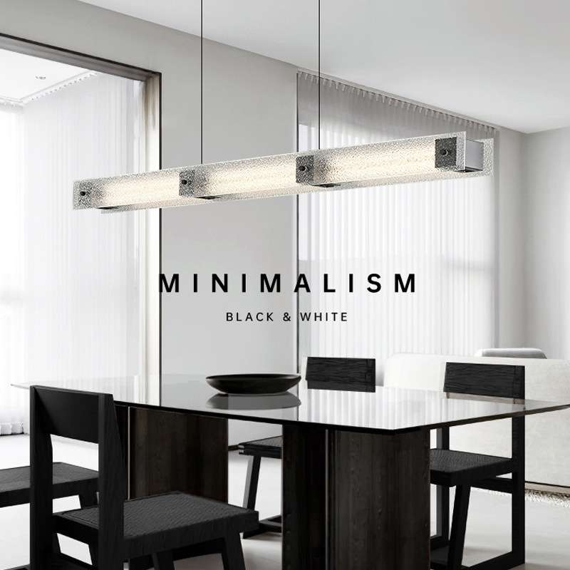 意式极简高端餐厅吊灯现代简约北欧吧台咖啡厅玻璃办公室长条吊灯