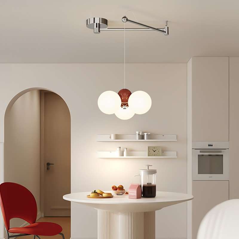 餐厅灯可移位吊灯奶油风厨房餐桌灯魔豆设计师卧室书房灯摇臂吊灯