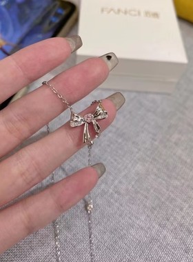 王者联名妲己粉钻爱心项链女简约轻奢甜美蝴蝶结送女友闺蜜锁骨