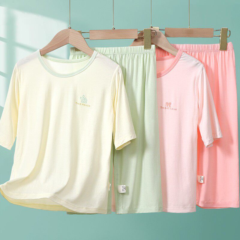 儿童优可丝中袖睡衣2026新款宝宝A类夏薄款男女童家居服套装半袖