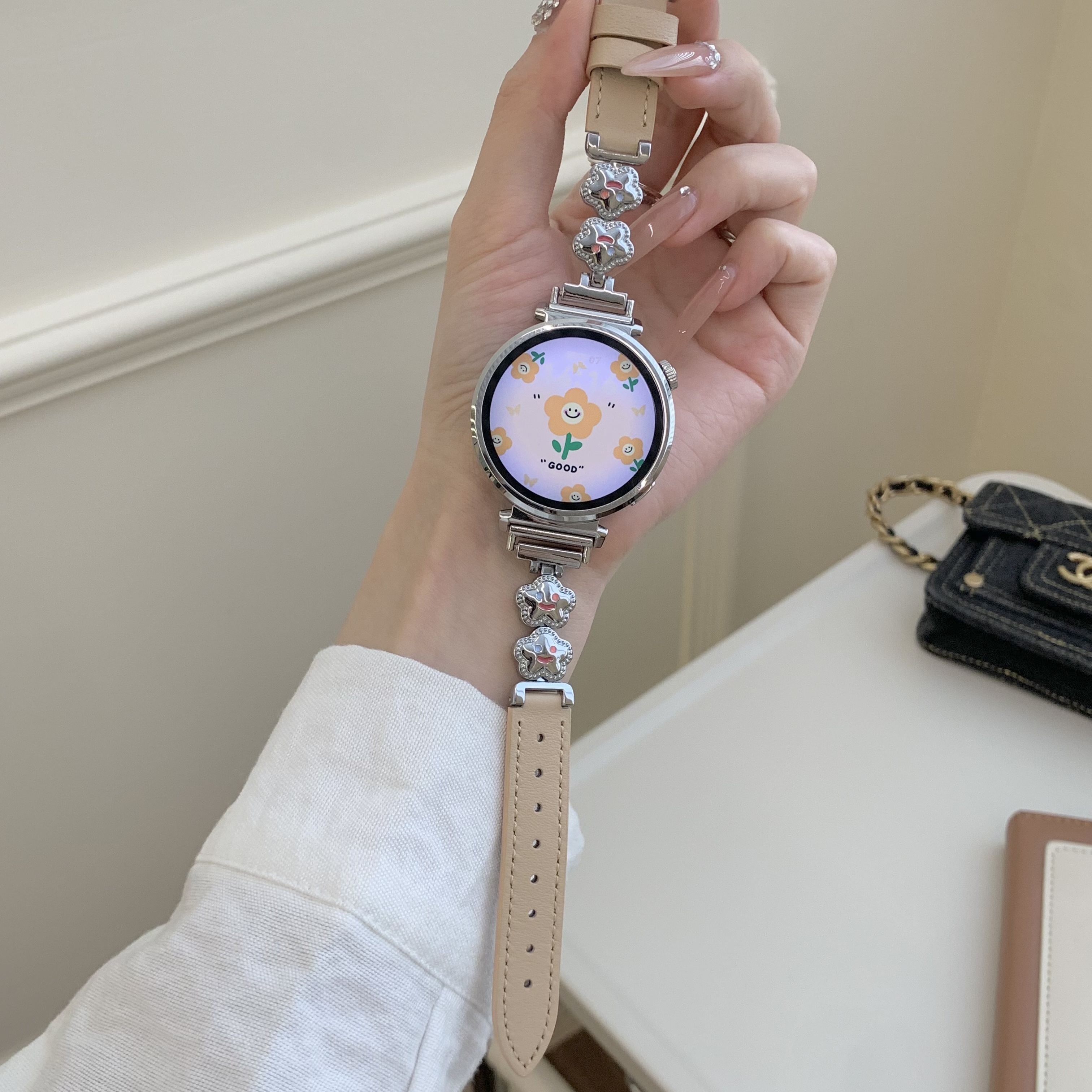 gt5表带女款笑脸星星拼皮表带