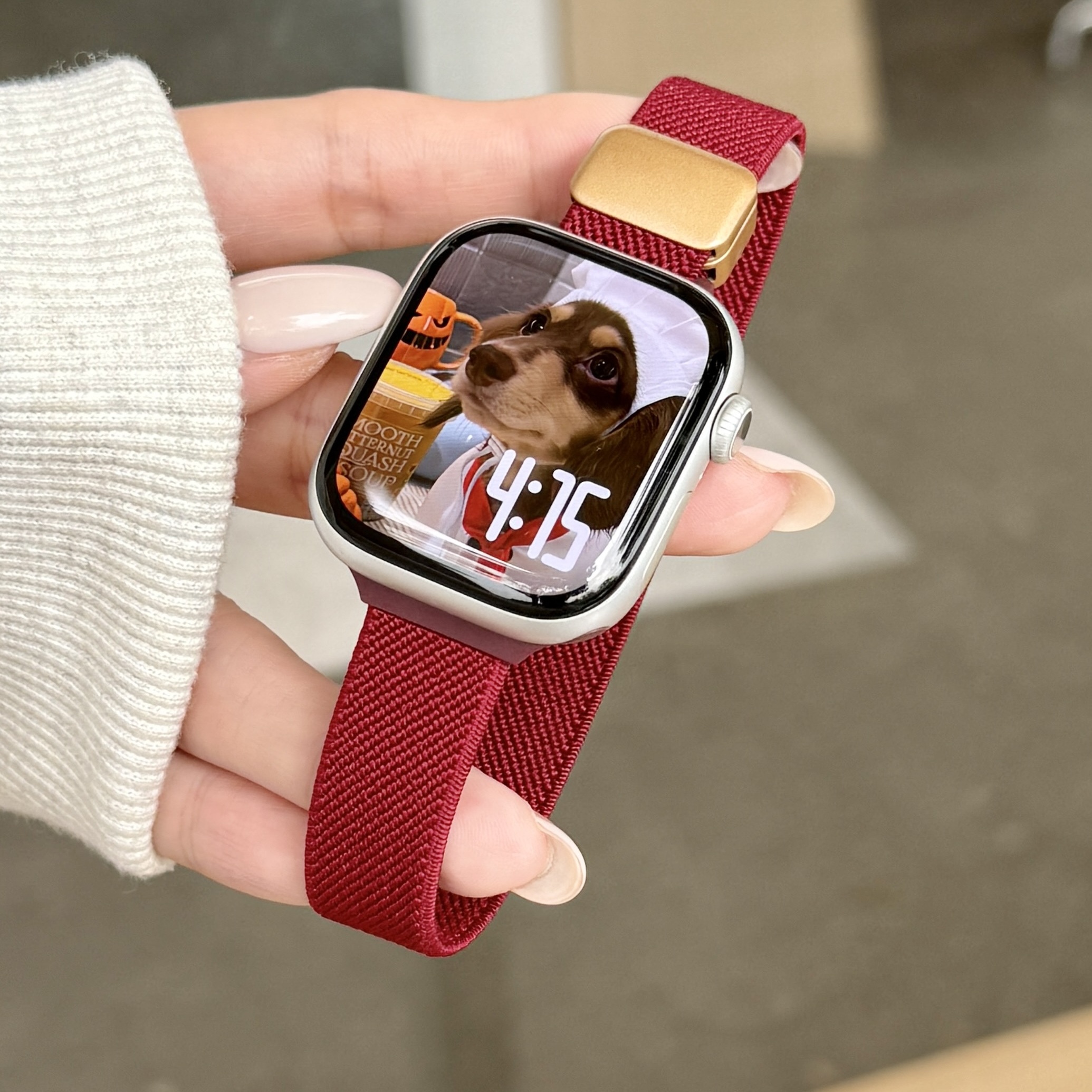 iwatch手表带细款尼龙编织磁吸