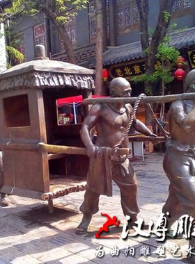 铸铜雕塑古代抬轿子人物雕塑定制玻璃钢民俗雕塑城市广场街头景观