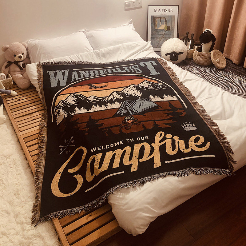 露营小毯子床上用休闲毯毛毯办z公室午睡盖毯针织线毯飞机毯北欧