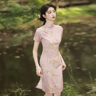 素雅旗袍日常2024新款年轻款高级感夏季新中式小个子改良连衣裙女