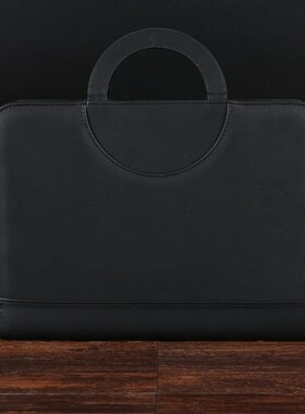 A4黑色PU商务多功能手提文件夹拉链包活页夹可附带计算器便签