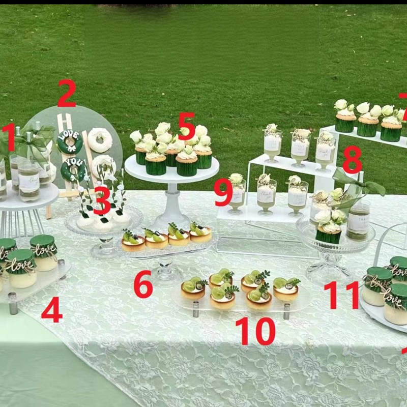 新款白色甜品台展示架摆台玻璃甜品台亚克力甜品台户外甜品台架子