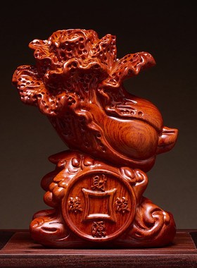 花梨木雕白菜摆件实木财源滚滚家居客厅玄关装饰开V业红木工艺礼