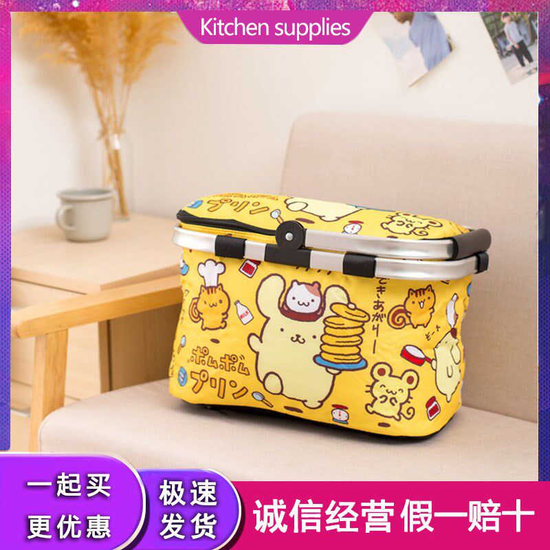 户外野餐篮手提便携可折叠便当包防水大容量野炊包保鲜食物收纳篮