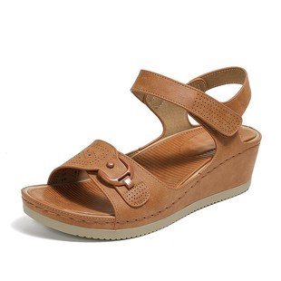 2025新款女士妈妈鞋凉鞋子夏z季中年坡跟软底中老年人女鞋中跟平