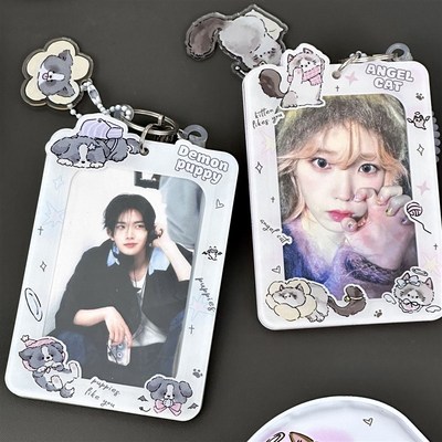 萌崽亚克力卡套可爱钥匙扣挂件证件收纳爱豆3寸小卡展示保护套